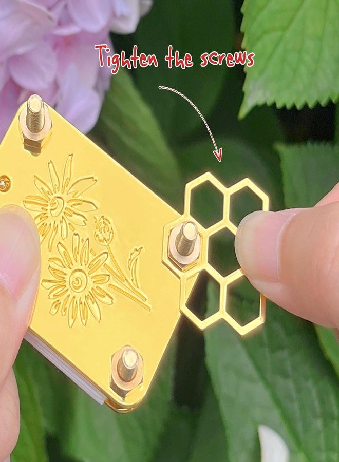 Happinit Micro Flower Press, Miniature Flowers Press Kit, Metal Pocket Flower Pressing, DIY Pressed Flowers Plant Preservation Kit for Arts and Crafts Lovers, Plant Lover Gifts (Gold) - Image 5